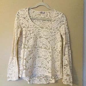 White Lace Long Sleeve Top